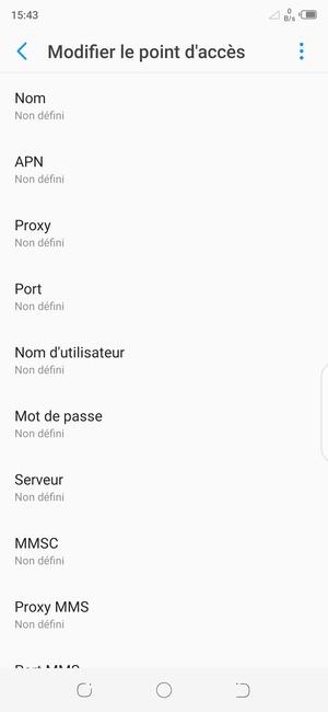 Saisissez les informations Internet