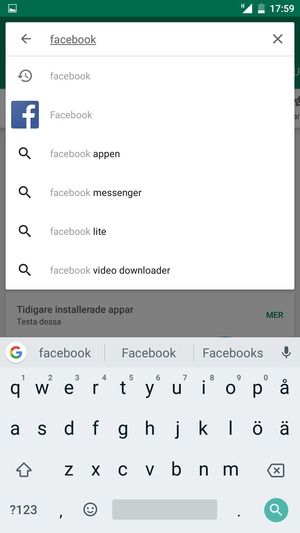 Ange app-namnet och välj Sök
