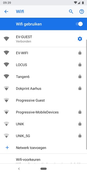 U bent nu verbonden met het WiFi-netwerk