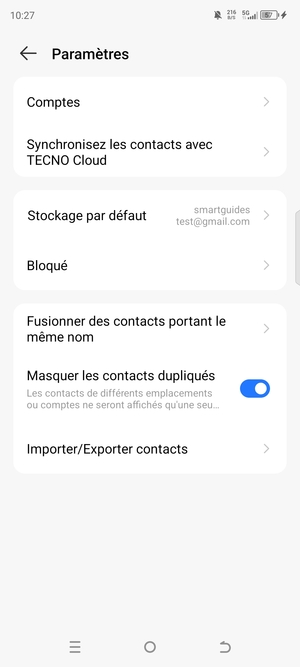 Sélectionnez Importer/Exporter contacts