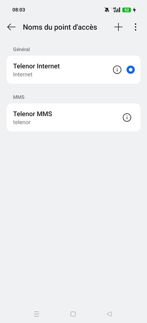 Sélectionnez le bouton du Menu