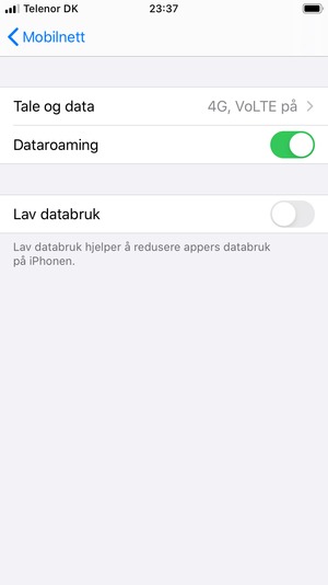 Angi Dataroaming til På eller Av