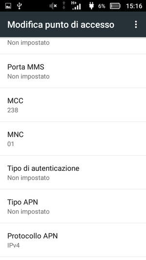 Scorri verso il basso e inserisci le informazioni di internet