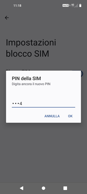 Conferma il nuovo PIN della SIM e seleziona OK