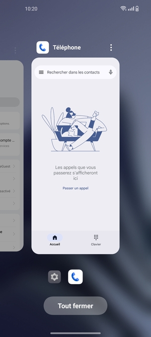 Sélectionnez Tout fermer pour fermer toutes les applications en cours d'exécution