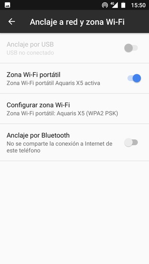 El teléfono ha sido configurado para su uso como módem