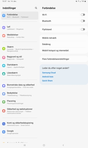 Scroll til og vælg Biometriske data og sikkerhed