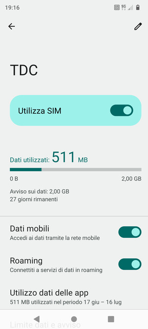 Attiva o disattiva Roaming