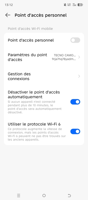 Sélectionnez Paramètres du point d'accès