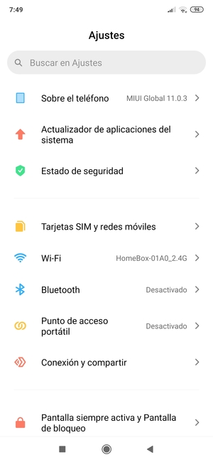 Seleccione Sobre el teléfono