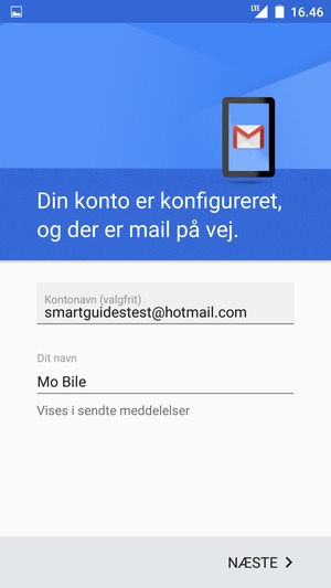 Giv din konto et navn og indtast dit navn. Vælg NÆSTE