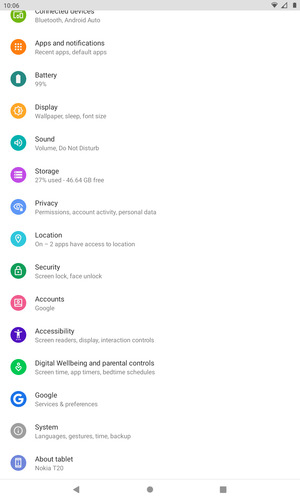 Scroll to and select Security