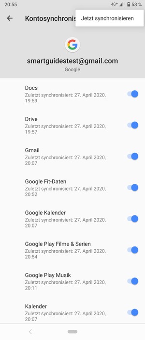 Wählen Sie Jetzt synchronisieren