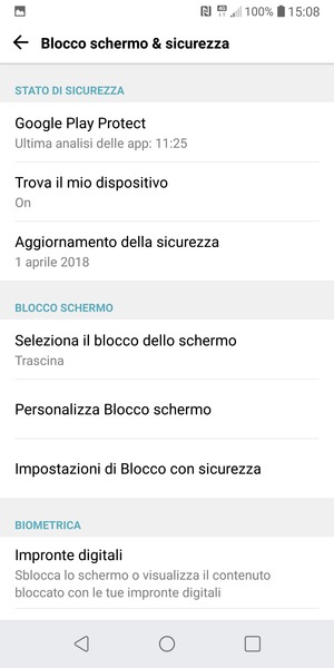 Seleziona Seleziona il blocco dello schermo