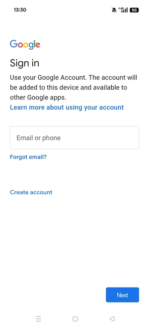 Enter your Gmail address and select Next