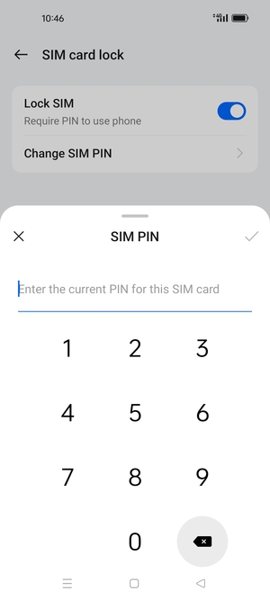 Enter your Current PIN for the SIM card and select OK