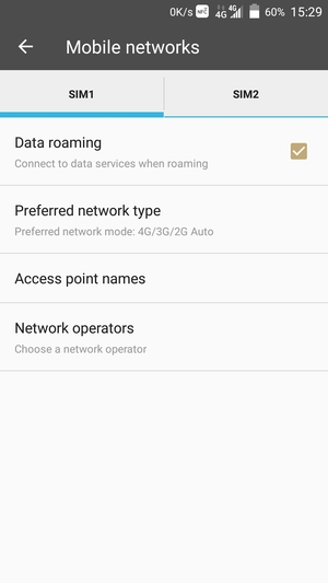 Turn Data roaming on or off
