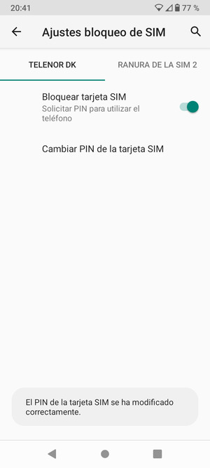 Su Nuevo PIN de tarjeta SIM ha sido cambiado