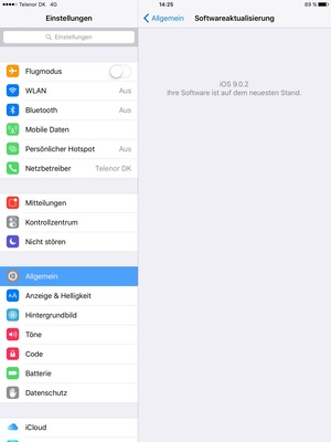 Falls Ihr iPad aktualisiert ist, wird Ihnen der folgende Bildschirm angezeigt