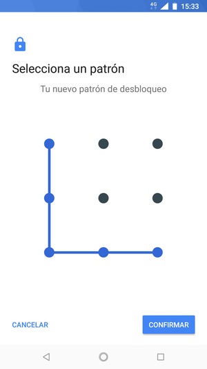Dibuje de nuevo el patrón de desbloqueo y seleccione CONFIRMAR