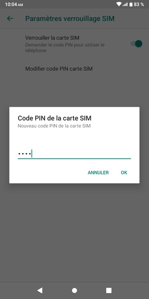 Saisissez Nouveau code PIN de la carte SIM et sélectionnez OK