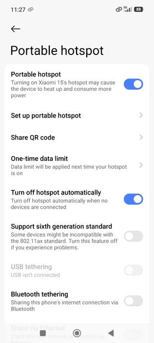 Your phone is now set up for use as a modem