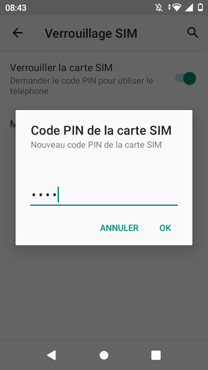 Saisissez votre Nouveau code PIN de la carte SIM et sélectionnez OK