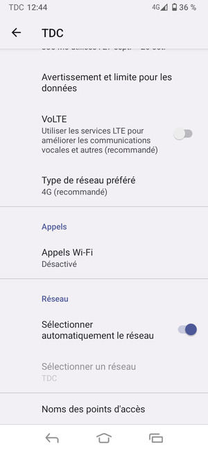 Faites défiler et sélectionnez Noms des points d'accès