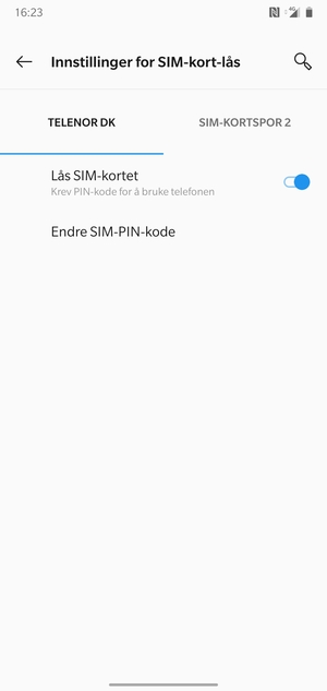 Velg Public og Endre SIM-PIN-kode