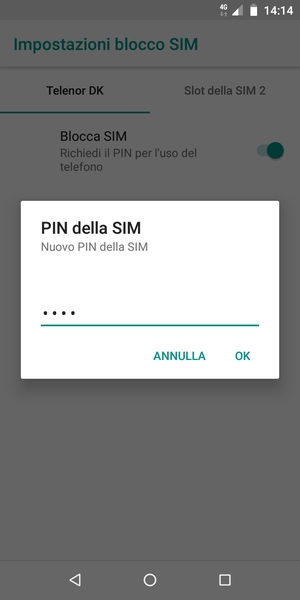 Inserisci Nuovo PIN della SIM e seleziona OK