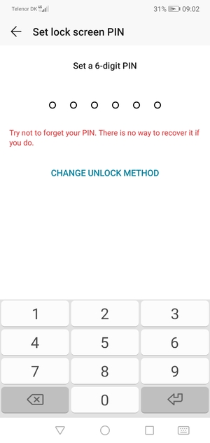 Select CHANGE UNLOCK METHOD