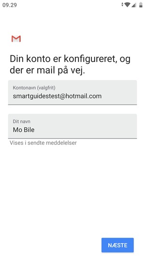 Giv din konto et navn og indtast dit navn. Vælg NÆSTE