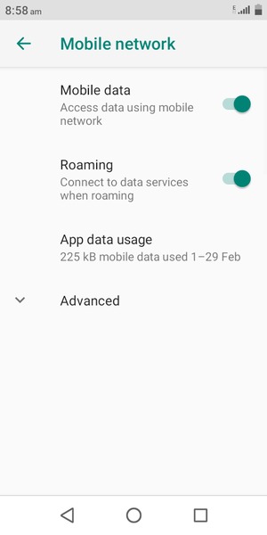 Turn Roaming on or off