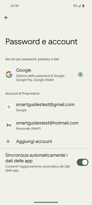 Seleziona il tuo account Google