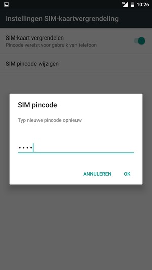 Bevestig uw nieuwe SIM pincode en selecteer OK