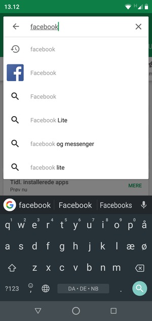 Indtast navnet på appen og vælg Søg