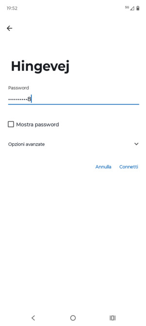 Inserisci la password del Wi-Fi e seleziona Connetti