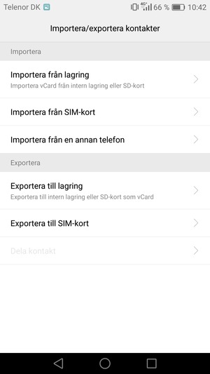 Välj Importera från SIM-kort