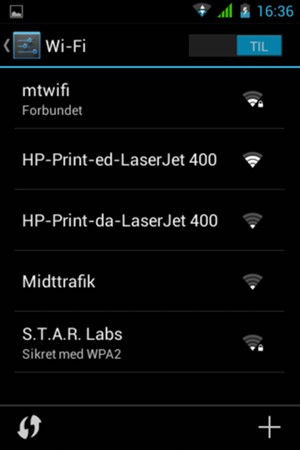 Du er nu tilsluttet Wi-Fi netværket