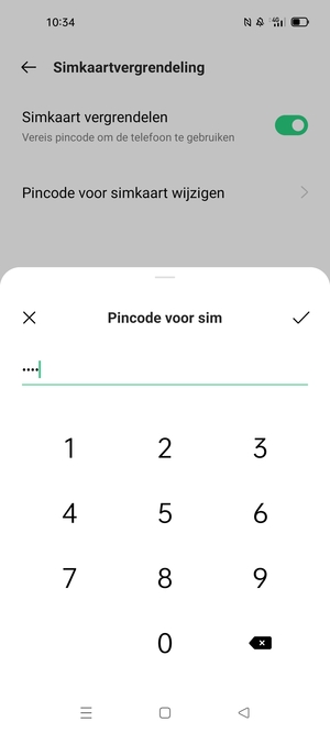Voer Huidige pincode voor de simkaart in en selecteer OK