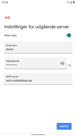 Indtast udgående serveradresse