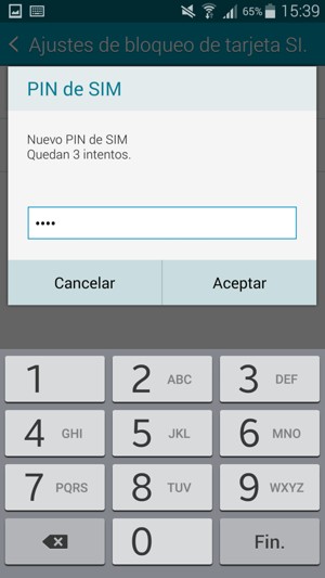 Introduzca su Nuevo PIN de SIM y seleccione Aceptar