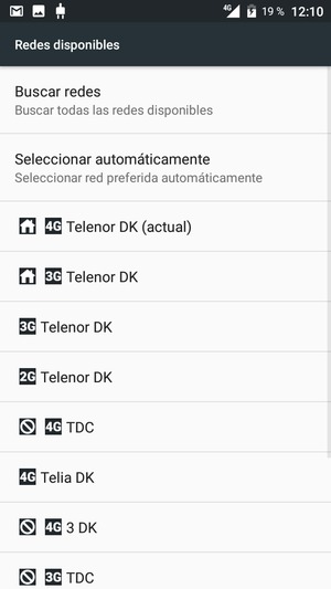 Seleccione un operador de red de la lista