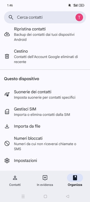 Scorri e seleziona Gestisci SIM