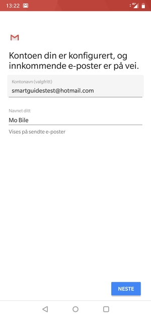 Gi kontoen din et navn, og skriv inn navnet ditt. Velg NESTE