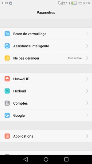 Pour activer votre écran de verrouillage, allez dans le menu Paramètres et sélectionnez Ecran de verrouillage