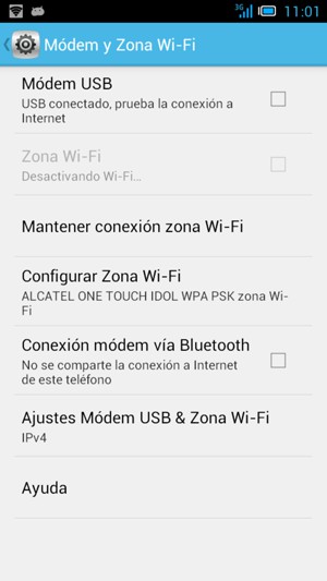 El teléfono ha sido configurado para su uso como módem