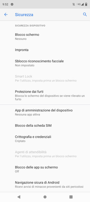 Seleziona Blocco della scheda SIM