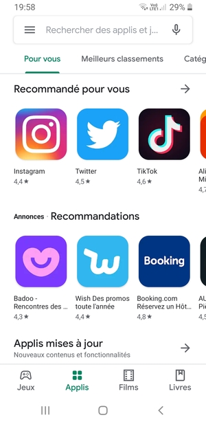 Sélectionnez la barre de Recherche