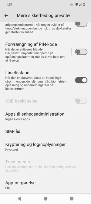 Scroll til og vælg SIM-lås